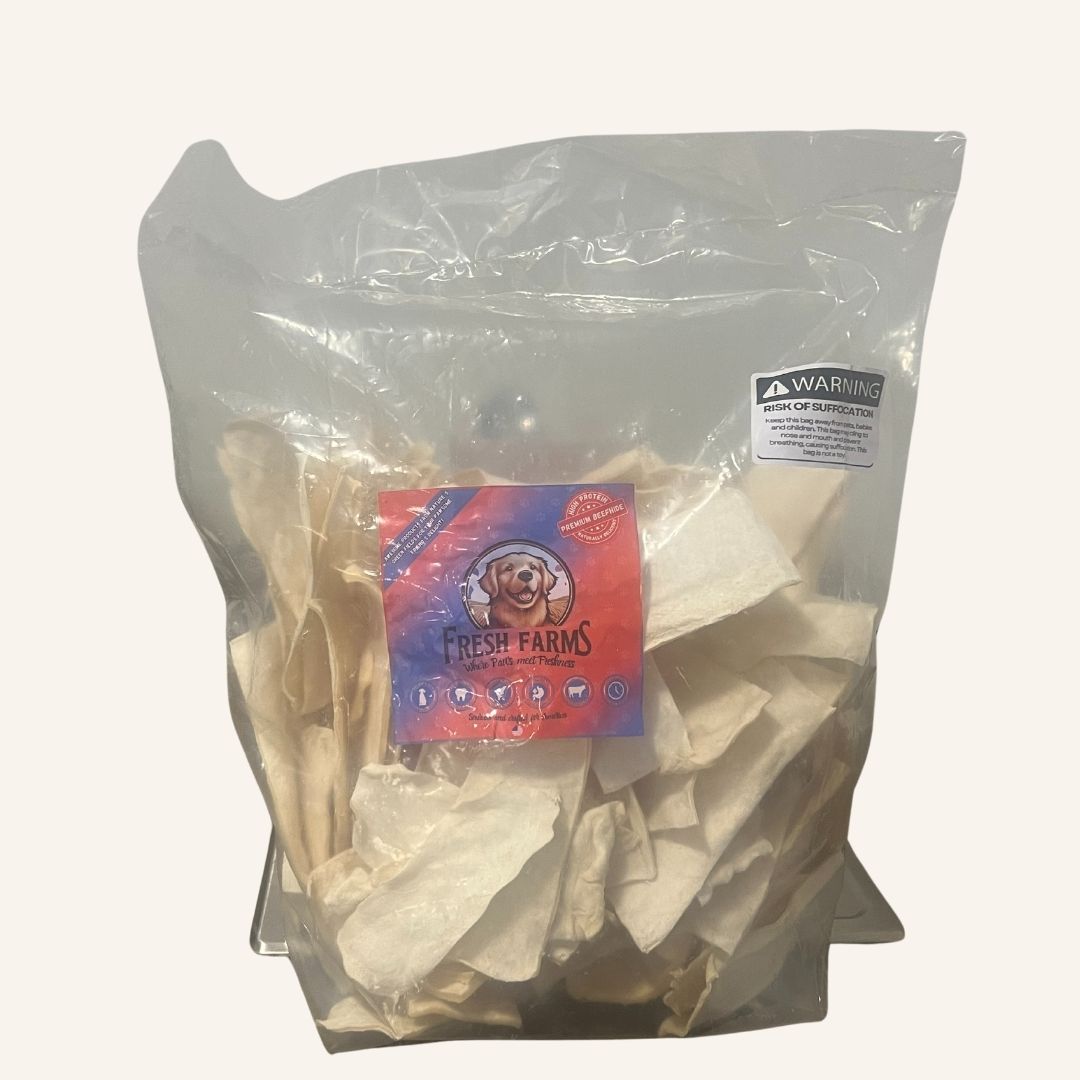 Natural Rawhide Chips 5lb Value Pack: Premium Cut Rawhide Dog Chews Made from Grass-fed Cattle, offering Long-Lasting Chews Even for Aggressive chewers. No preservatives, Perfect Natural Dog Care.